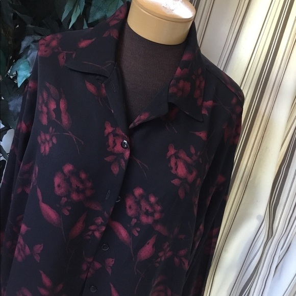 RENA  Rowan for Saville black red blouse size 16 - Picture 7 of 7